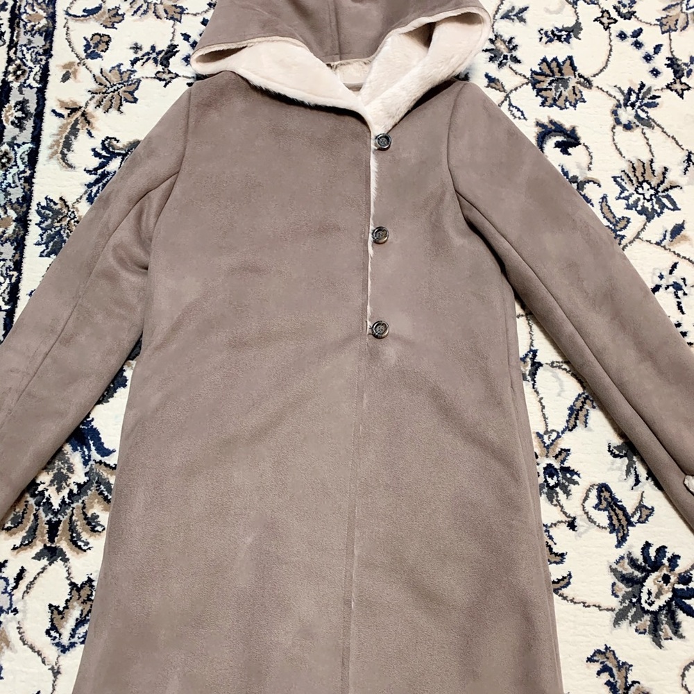 Imitation fur coat with pockets